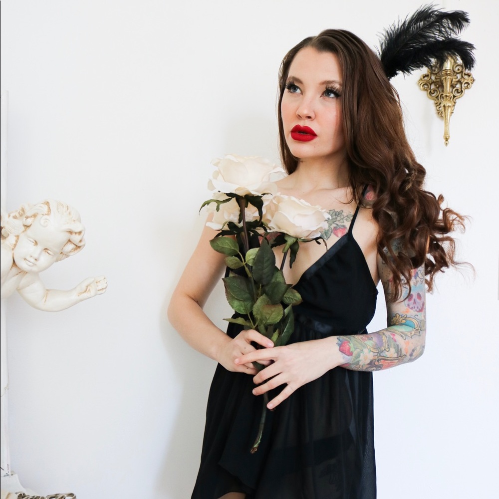 Vintage Fredricks of Hollywood Black Babydoll Top